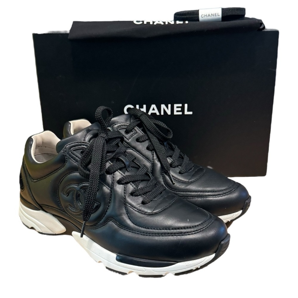 SOLD‼️Chanel Sneakers Black and White Leather 100% Authentic - Picture 16 of 16